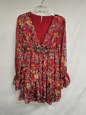Free People Closer to The Heart Mini Dress Red Size X-SMALL